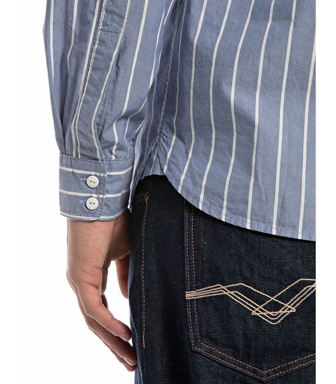 リラックスフィット ストライプコットンシャツ 詳細画像 ブルー 6